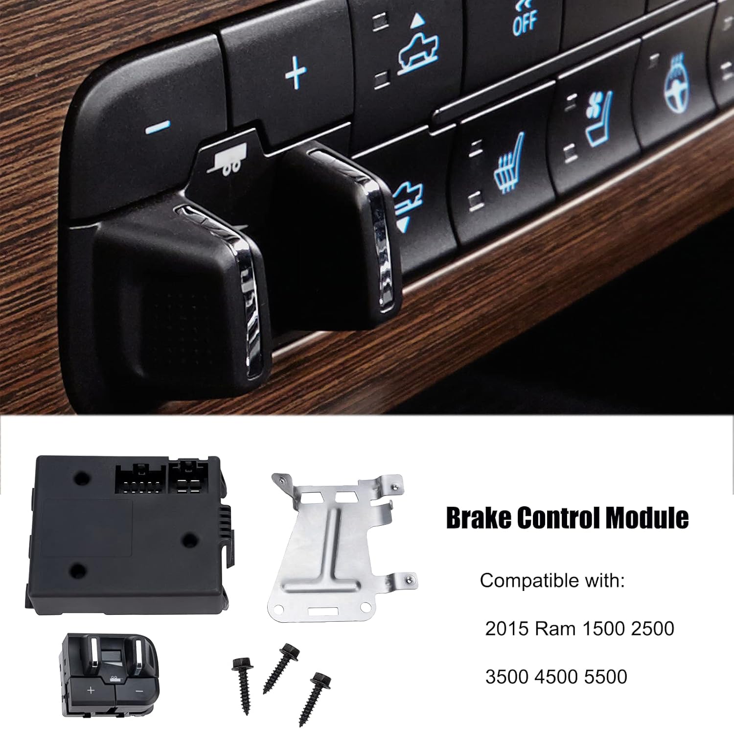 NEMORSO Integrated Electronic Trailer Brake Controller 82214492AB Compatible with 2015 1500/2500 / 3500/4500 / 5500 only, with Switch, Bracket, Module and The Hardware