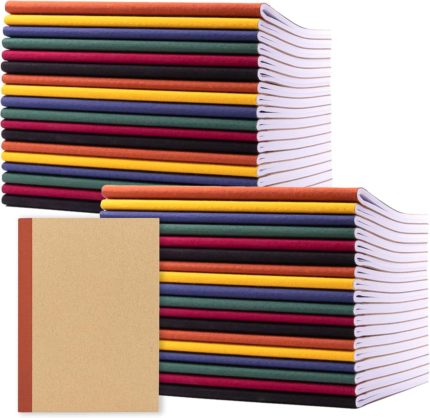 PAPERAGE 36-Pack Composition Notebook Journals, Kraft Cover with Jewel Tone Spines, 120 Pages, Lined Paper, Small Size (8 in x 5.75 in) – for School, Office, or at-Home Use Pack of 2