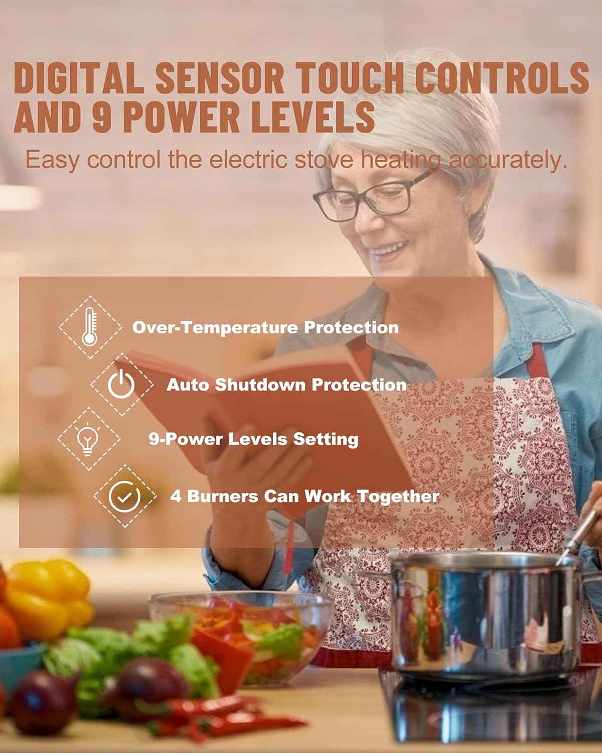 Induction Cooktop 2 Burner, Weceleh 12 Inch Electric Stove Top 240V 3500W, Fast Heat Built-in Dual Induction Cooker, (NO PLUG) Electric Cooktop with 9 Heating Level, Kid Safety Lock and Timer