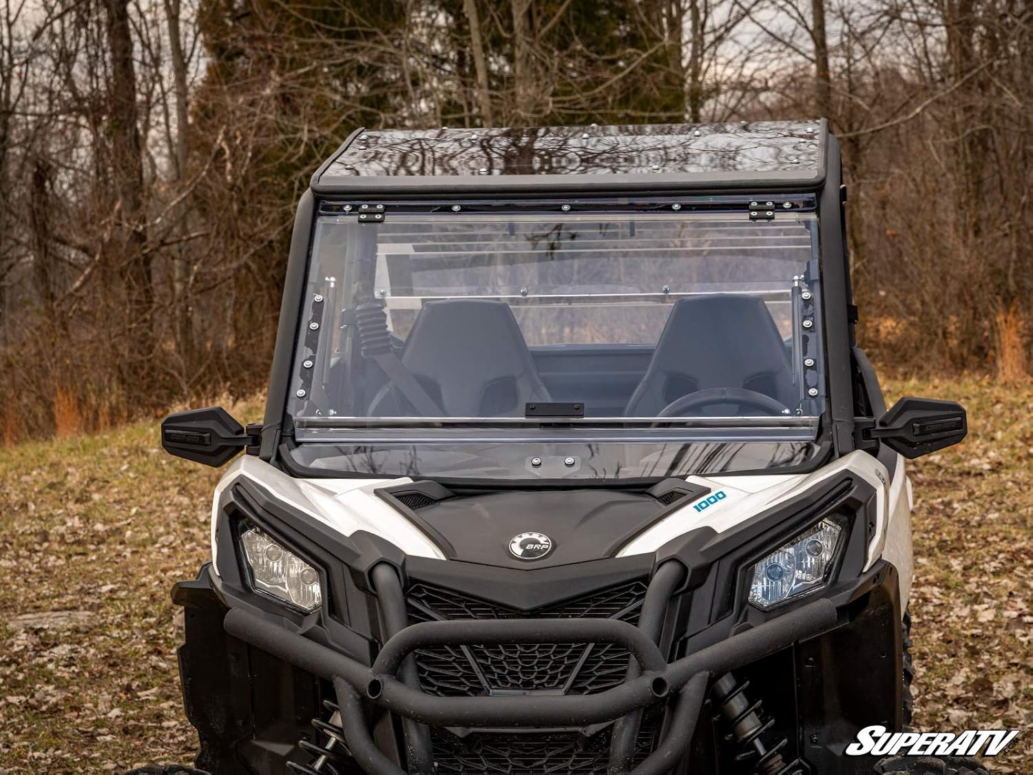 SuperATV Flip Windshield for 2018+ Can-Am Maverick Trail 800/1000 | Made of 1/4” Clear Scratch Resistant Polycarbonate—250x Stronger Than Glass | XR Optic Hard Coating | USA Made