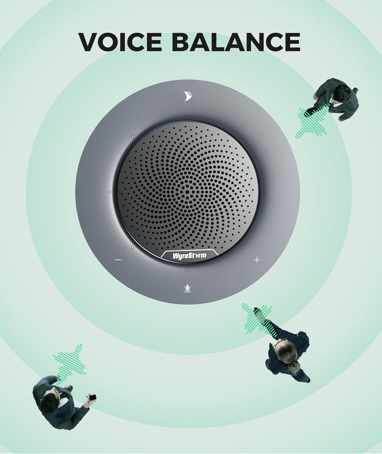 Conference Speaker, 4X Noise-canceling Mic, Enhanced 360° Voice Pickup, 4K@60Hz Video Resolution, AGC Voice Balance, Full-Duplex, with USB-C Docking Function Supply Power to PC