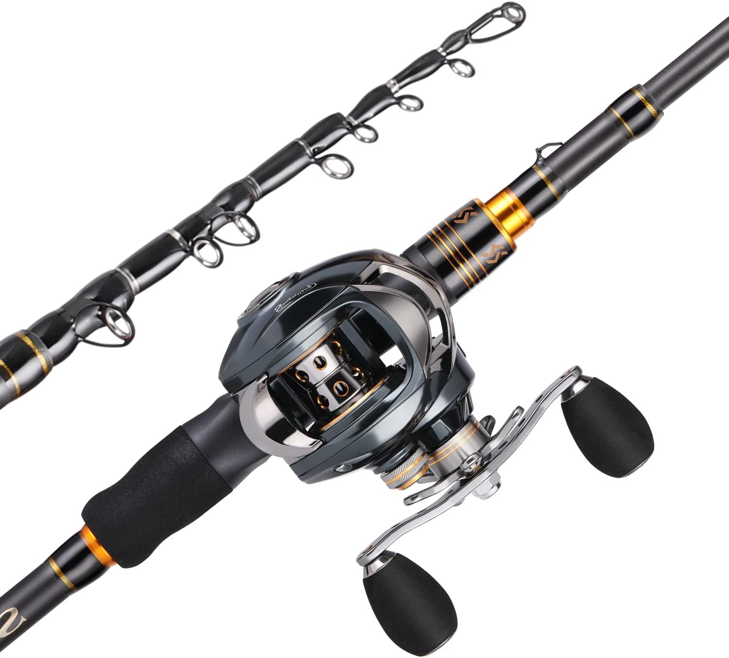 Sougayilang Fishing Rod and Reel Combo, 11+1 BB Baitcasting Reel with Telescopic Fishing Rod Combo, Baitcaster Combo for Beginner