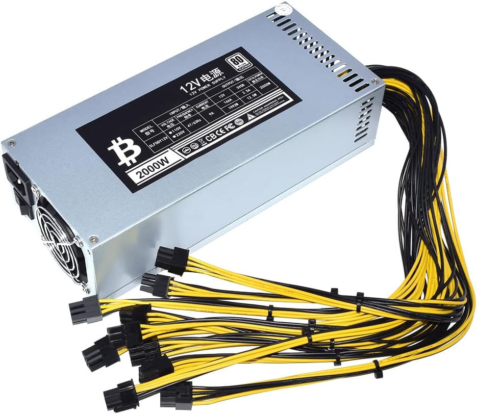 Mining Power Supply 2000W 110-220V PSU 10x6 Pin for Bitmain Antminer S9, L3++, Z9mini, Z9, D9, T9 Miner
