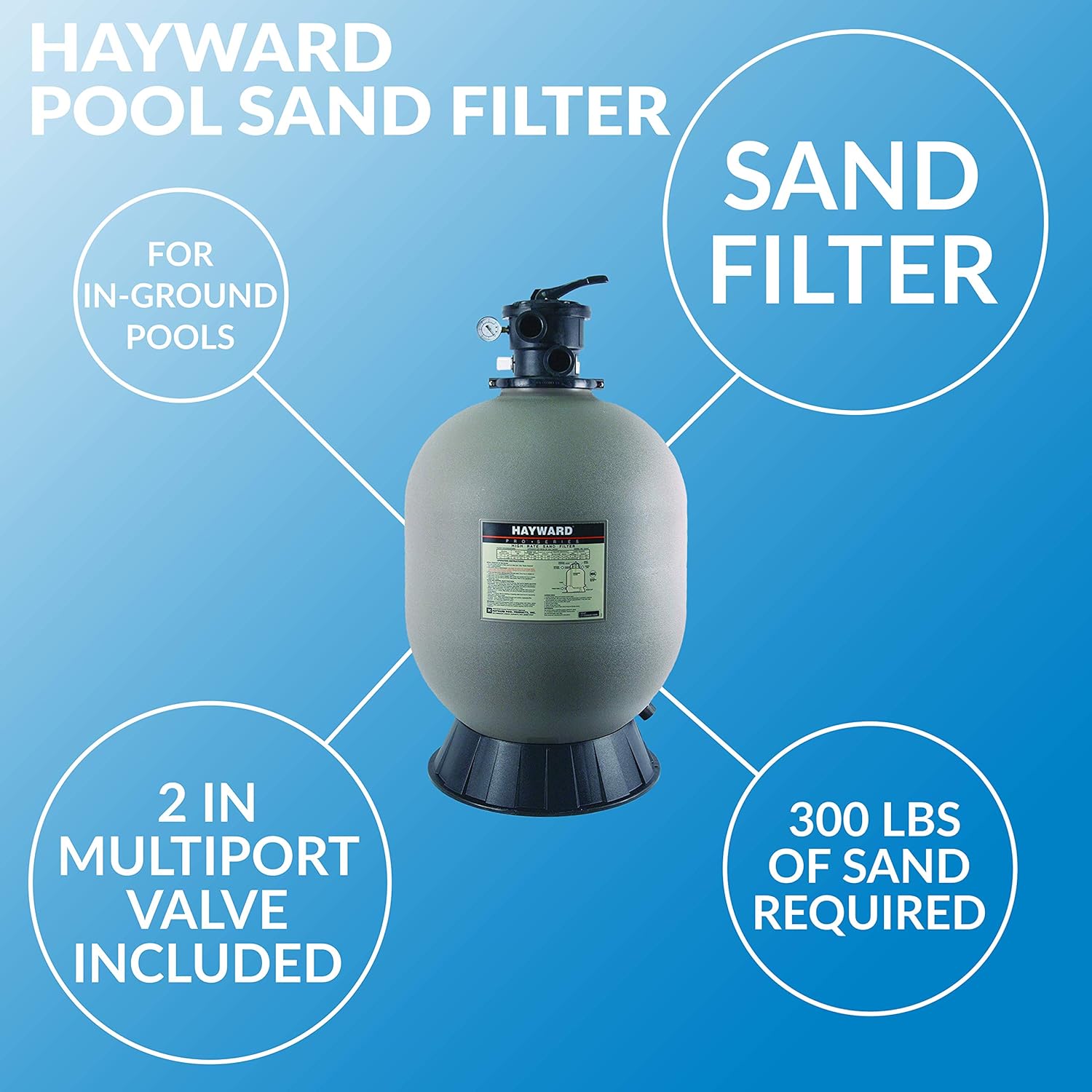 Hayward W3S244T2 Pool Sand Filter, 24 Inch, Tan