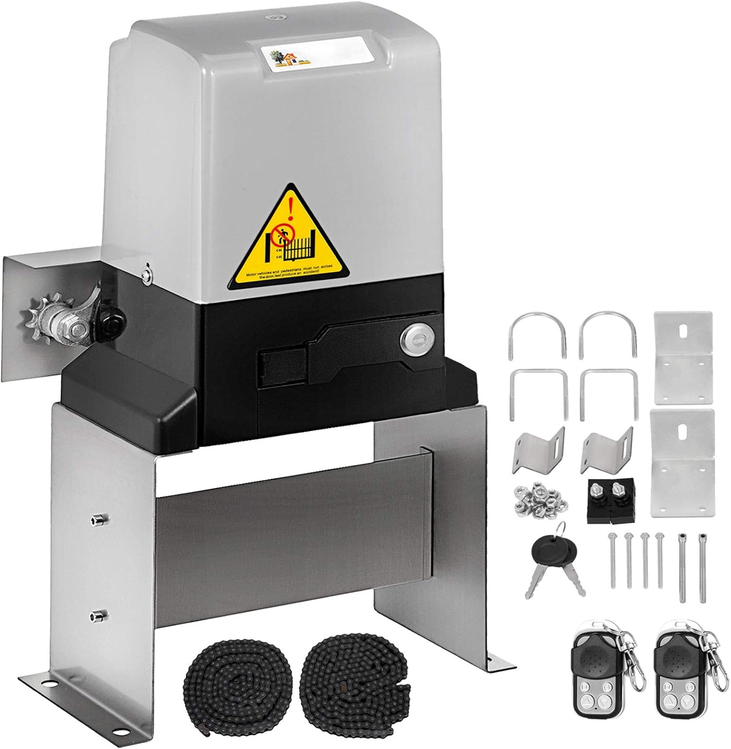 Happybuy Sliding Gate Opener AC1400 3100LBS with 2 Remote Controls, Gate Operator Hardware Kit for Security, Move Speed 43ft Per Min, Electric Rolling Driveway Slide Gate Motor