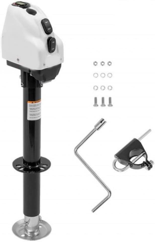 Draw-Tite Powered Trailer Jack | Drive Tongue | A-Frame | 17in. Travel | White Case | Rating 4000lbs.