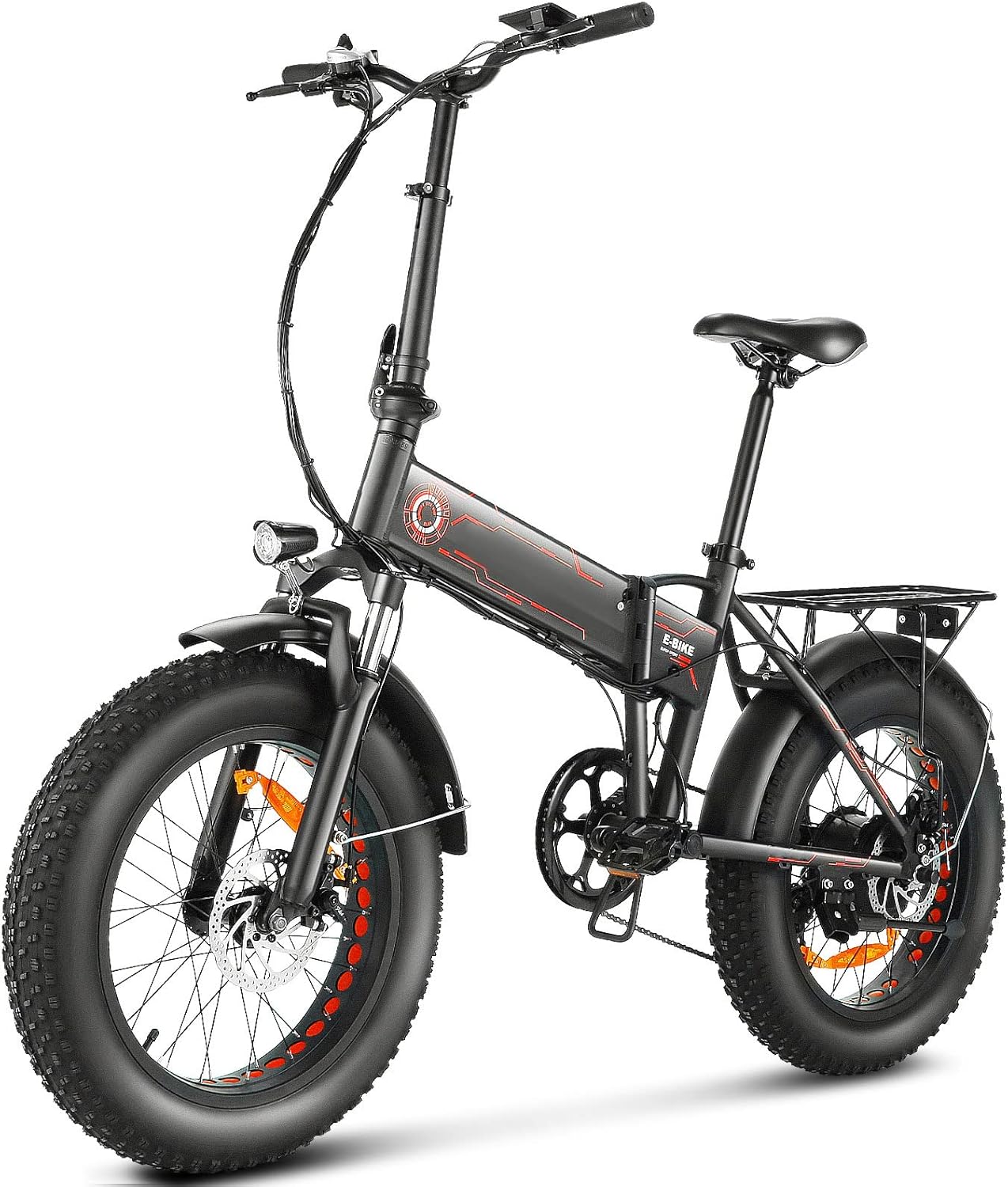 ANCHEER Electric Bike, 20'' X 4.0'' Fat Tire Electric Bike 500W Folding Electric Bike Features 36V 12.5Ah Built-in Battery, LCD Display and 6 Speed, 20MPH Snow/Beach Ebike for Adult