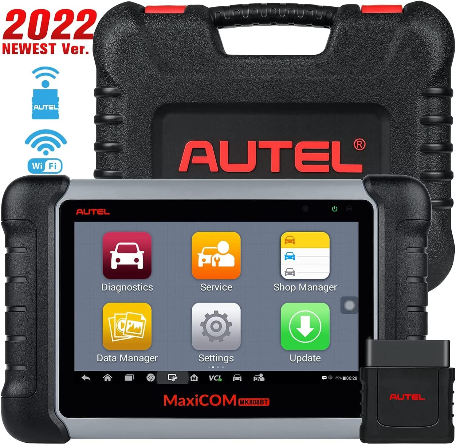 Autel MaxiCOM MK808BT Car Diagnostic Scan Tool, 2022 Newest Upgraded Ver. of MK808, MX808, All Systems Diagnosis & 28+ Services, ABS Bleed, Oil Reset, EPB, SAS, DPF, BMS, Throttle, Injector Coding