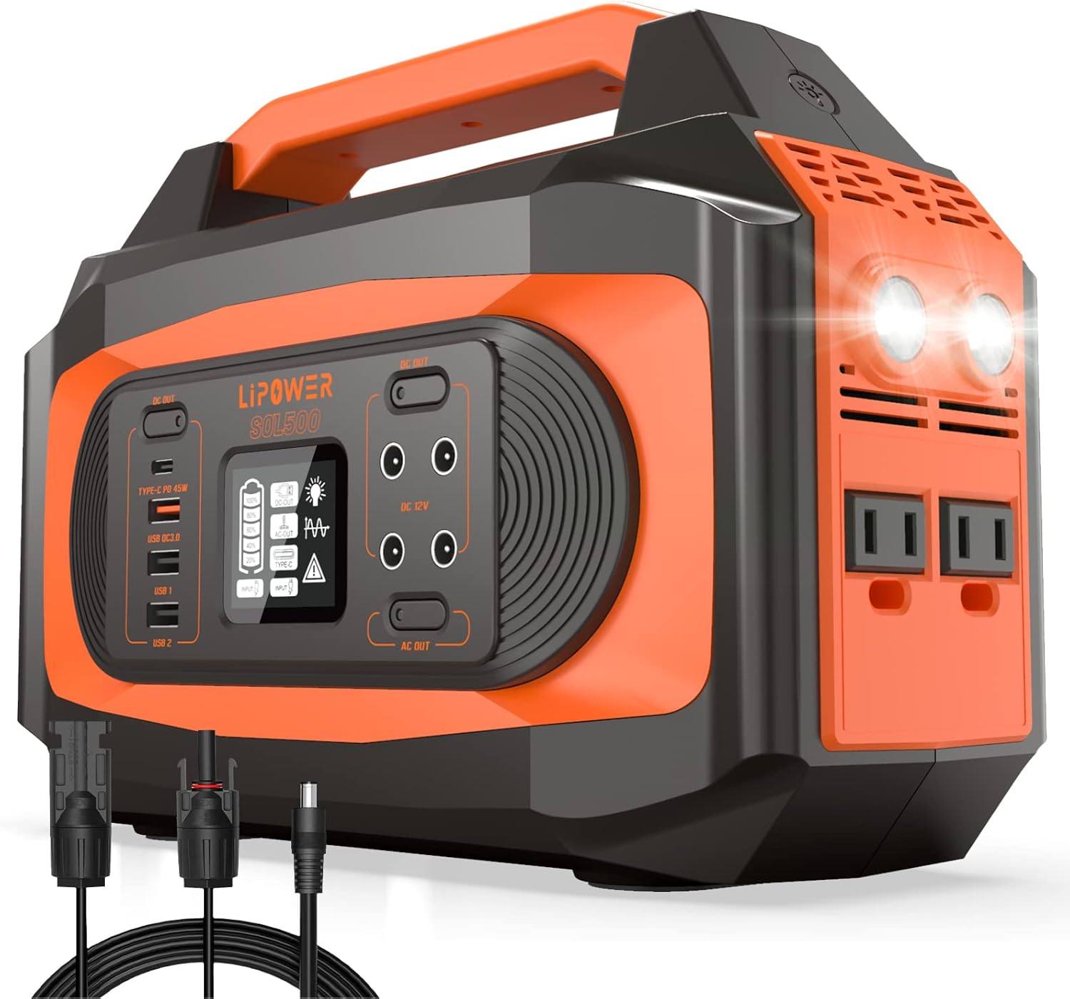 LIPOWER 500W Portable Power Station, Average 30 Phone Recharges, 12 Tablets Recharges, 472Wh Quiet Solar Generator for Camping, Emergency, RV, Road Trips Backup Supply