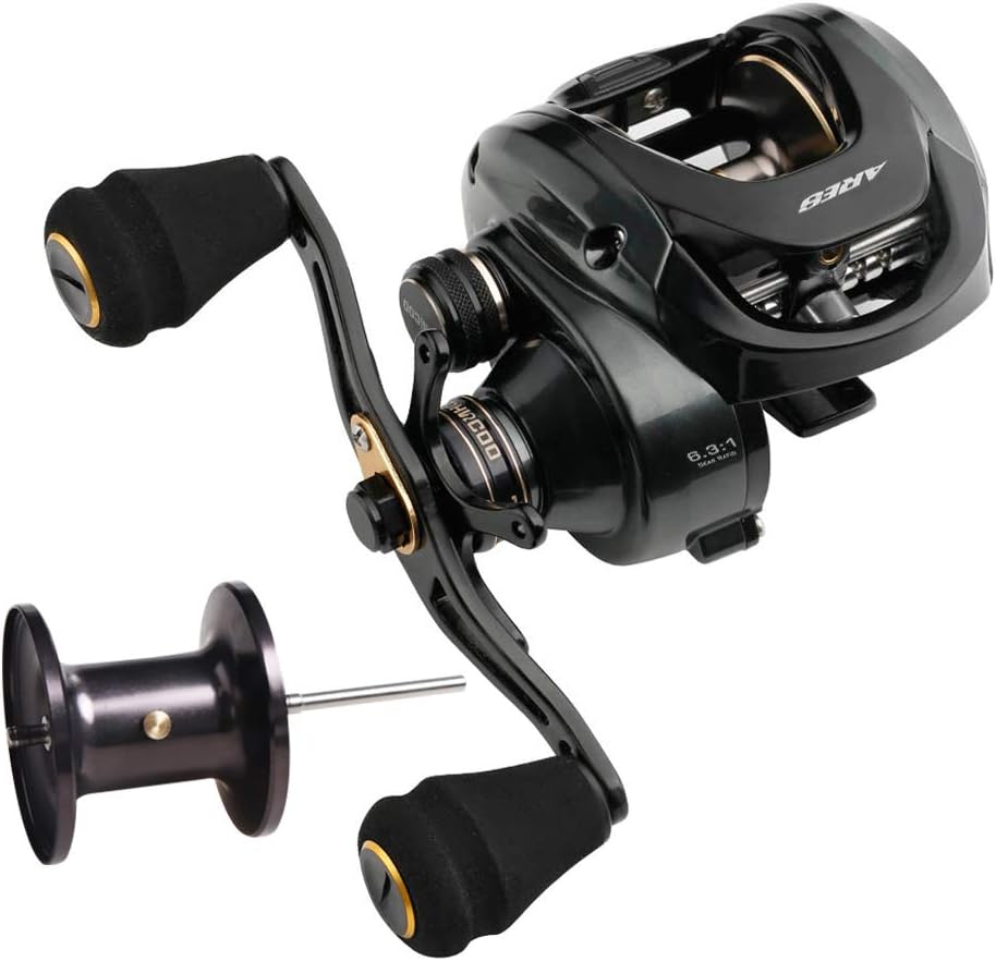 JOHNCOO ARES Baitcasting Reel Max Drag 12kg/26.5lb Big Fish Fishing Reel for Saltwater and Freshwater Aluminum Frame Heavy Duty 6.3:1 Gear Ratio Pack of 2