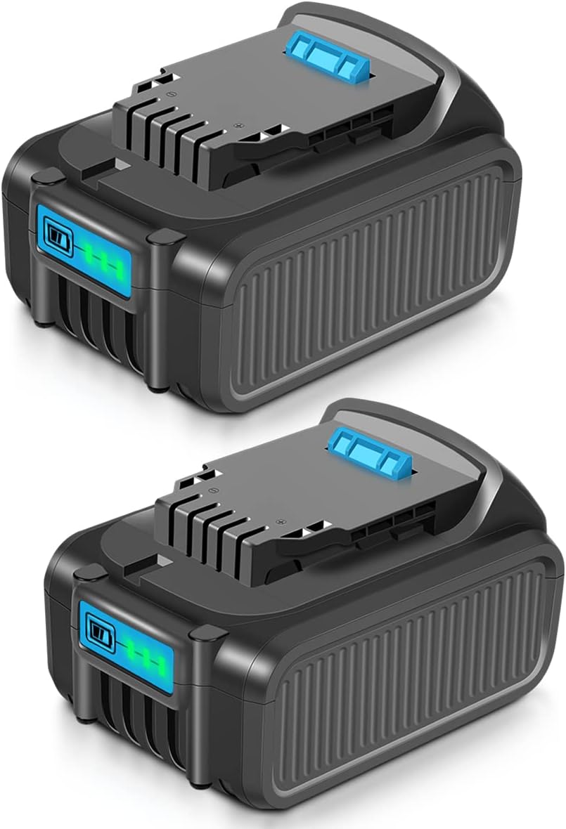 2 Pack 20V 6.0Ah Battery Compatible with DeWalt Tools and Charger, Upgraded Tech for Higher Power, Lithium ion Cell Replacement for DeWalt 20V Battery DCB205 DCB200 DCB206 Series, (Grey Blue) Pack of 2