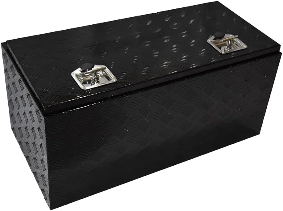 TRIBLE SIX 30 inch Aluminum Tool Box Trailer Truck Underbody Flatbox Pickup Tool Box RV ATV Trailer Storage Lock with 2 Keys，Silver (Rectangle 30 inch)
