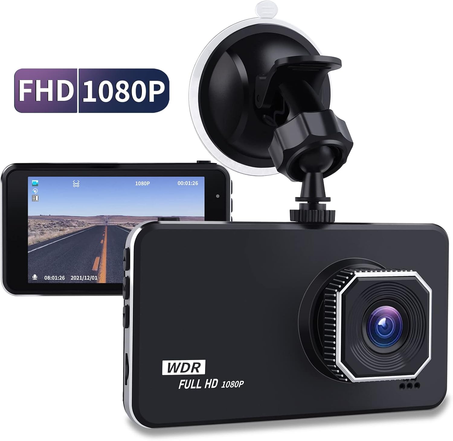 LAMONKE Dash Cam, 1080P Dash Camera for Cars with 4Inch LCD Display, Dash Cam Front with 170° Wide Angle, Loop Recording, Parking Monitor, WDR Night Vision, Support 64GB Max Pack of 2