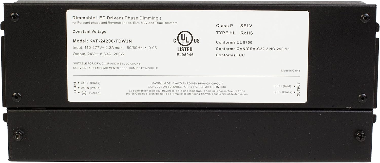 LEDupdates 24v UL Listed Class 2 60W Triac Dimmable Driver 100v-277v AC Input Transformer Constant Voltage Power Supply for LED Strip Light Control by AC Wall Dimmer (24v 60w) Pack of 2