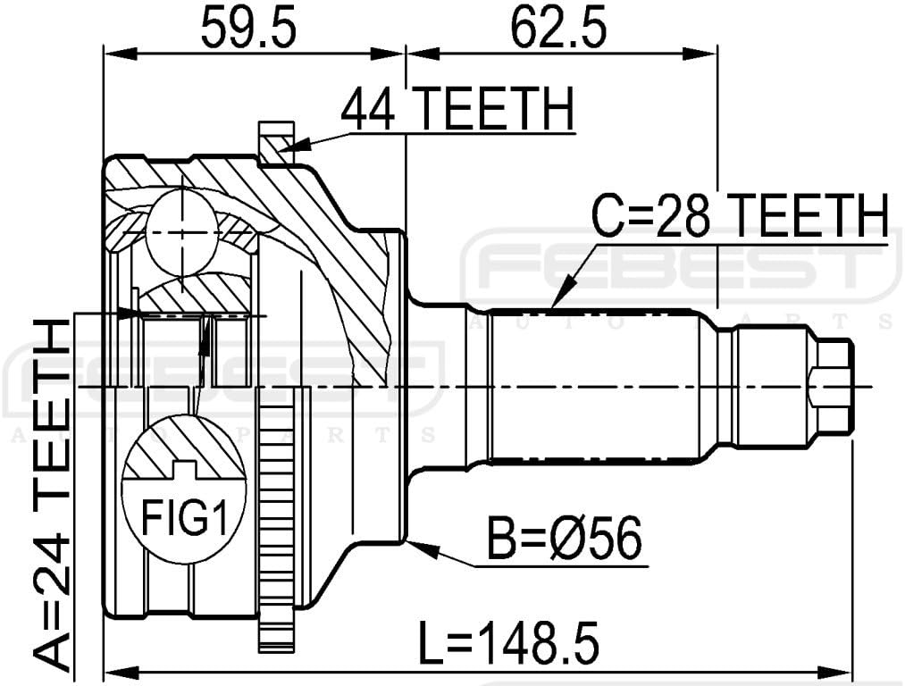 GGTT2560X - 1 Year Warranty - FEBEST # 0510-041A44 Pack of 2