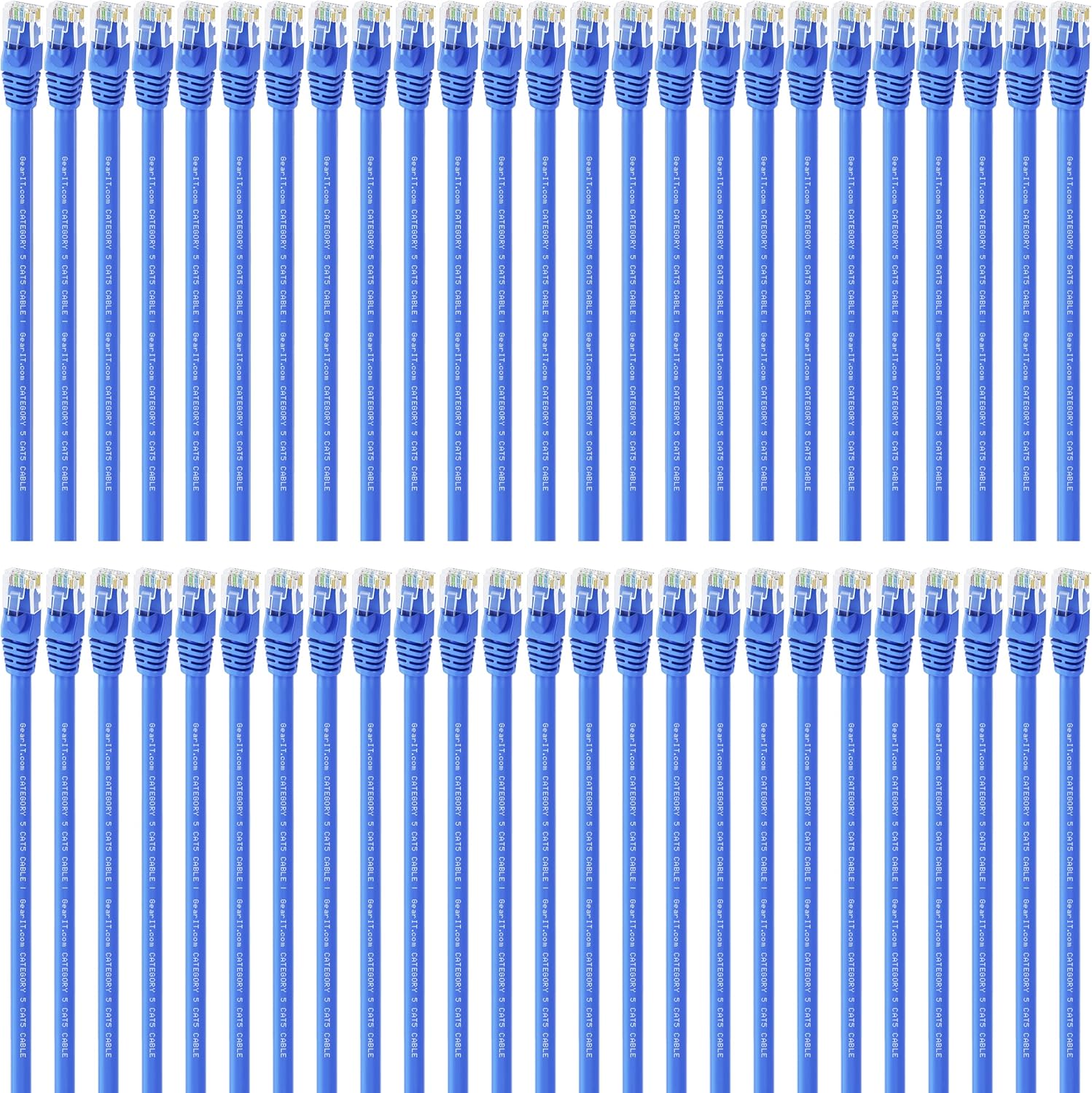 GearIT 50-Pack, Cat5e Ethernet Patch Cable 3 Feet - Snagless RJ45 Computer LAN Network Cord, Blue - Compatible with 48 Port Switch POE Rackmount 48port Gigabit Pack of 2
