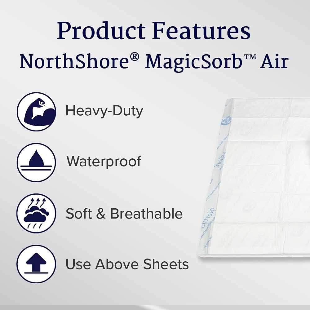NorthShore MagicSorb Air, 23 x 36, 50 oz., Disposable Underpads, Large, Case/70 (5/14s)