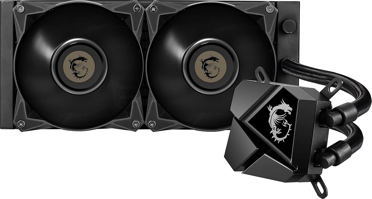 MSI MAG Series CORELIQUID 240R, aRGB CPU Liquid Cooler (AIO): Rotatable Blockhead Design, 240mm Radiator, Dual 120mm aRGB PWM Fans