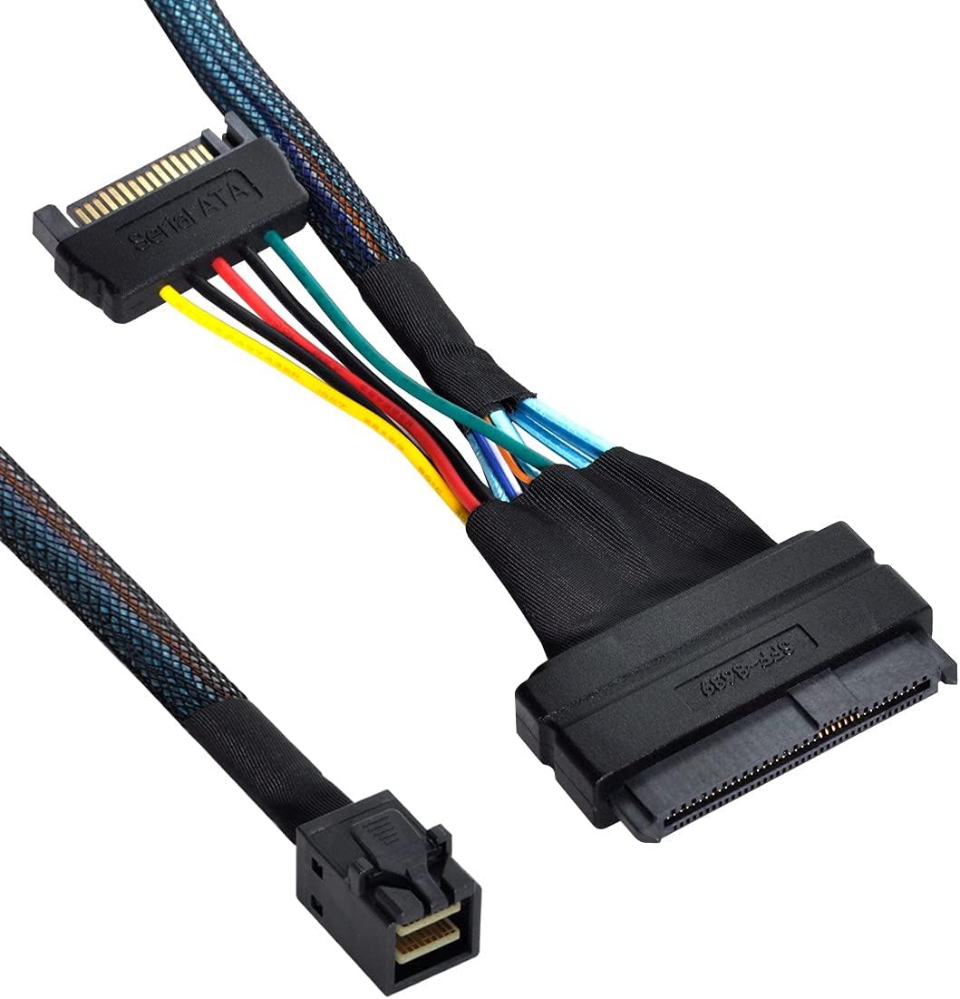 Xiwai PCI-E 3.0 4.0 to SFF-8643 Card Adapter and U.2 U2 SFF-8639 NVME PCIe SSD Cable for Mainboard SSD Pack of 2