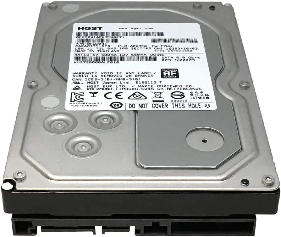 HGST Ultrastar 7K6000 HUS726060ALE610 (0F23001) 6TB 7200 RPM SATA 6Gb/s 128MB Cache 3.5-Inch Enterprise Hard Drive (Renewed) Pack of 2