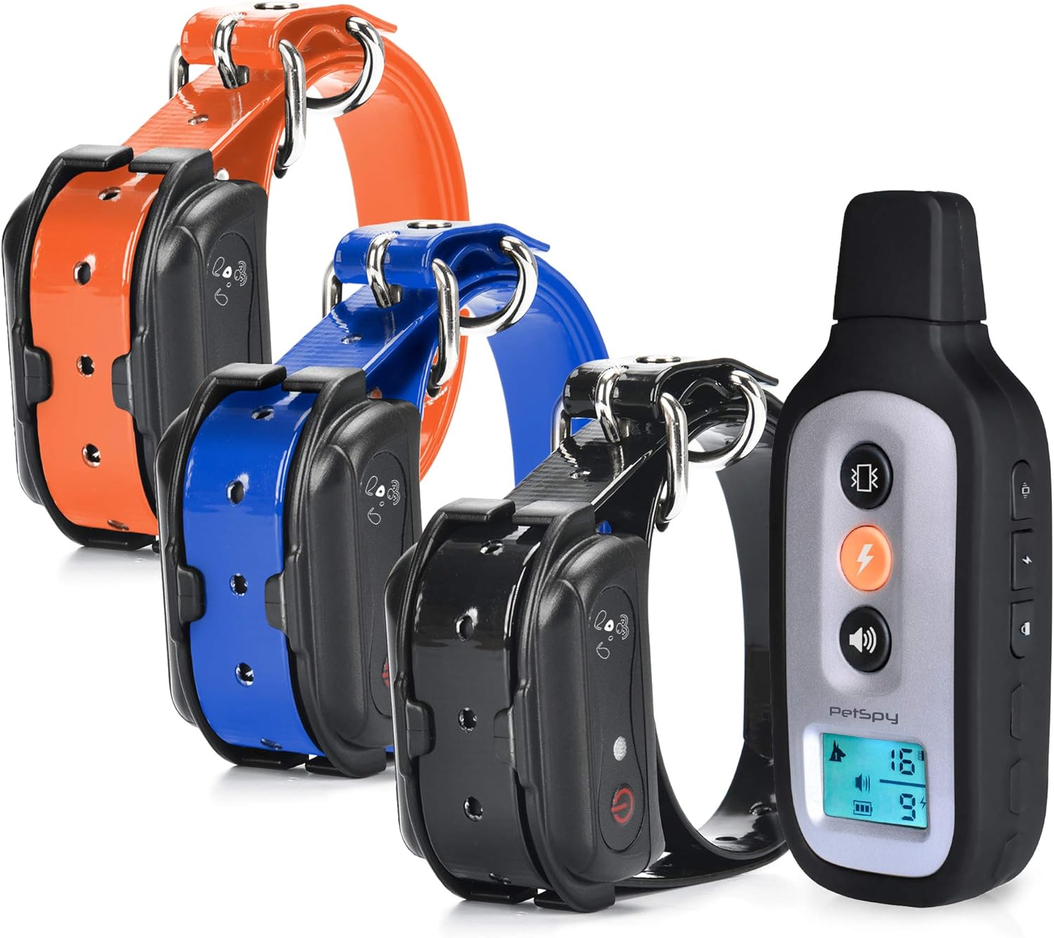 PetSpy XPro 3 Dog Training Shock Collar for Three Dogs with Remote, Fully Waterproof Vibration and Beep Electric Trainer, Small to Large Dogs