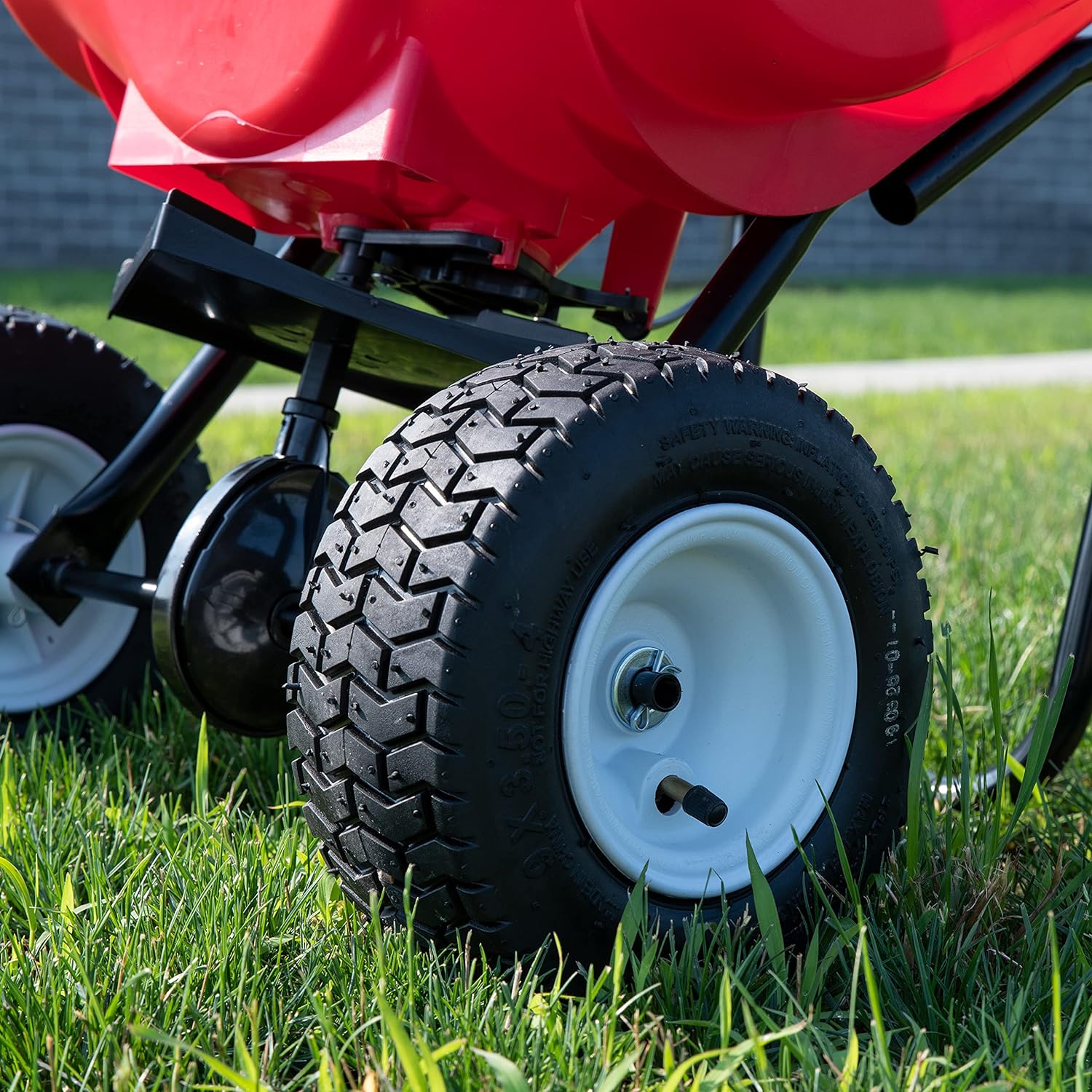 EarthWay 2050P Deluxe 80 LBS Heavy-Duty Walk Behind Commercial Broadcast Spreader with Pneumatic Tires, Even Spread, Built-in Side Spread Control and Pre-Assembled
