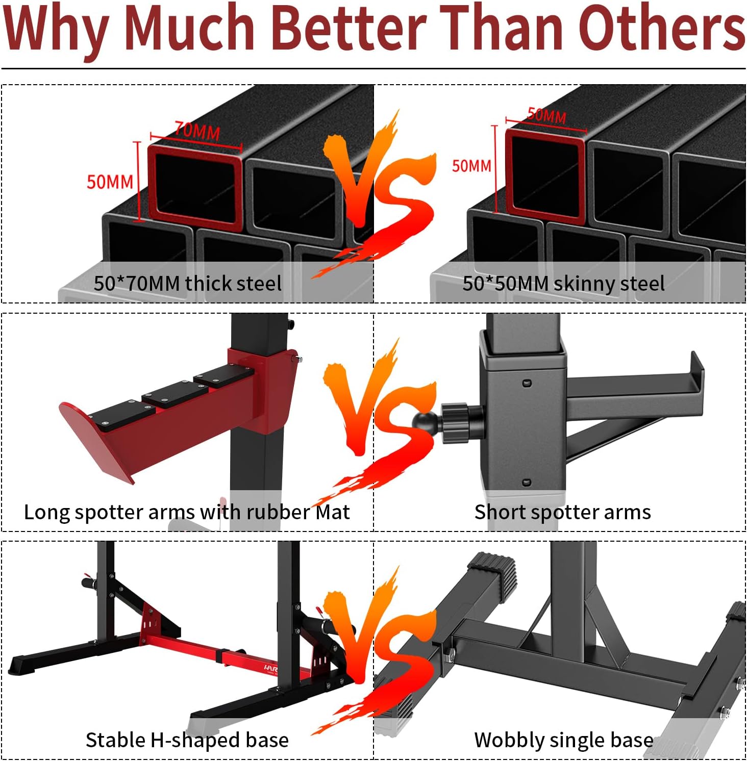 HARISON Squat Rack Adjustable Power Rack Heay Duty Bench Press Rack Stand Stable Dip Bar Station for Home Gym(HR-30812)