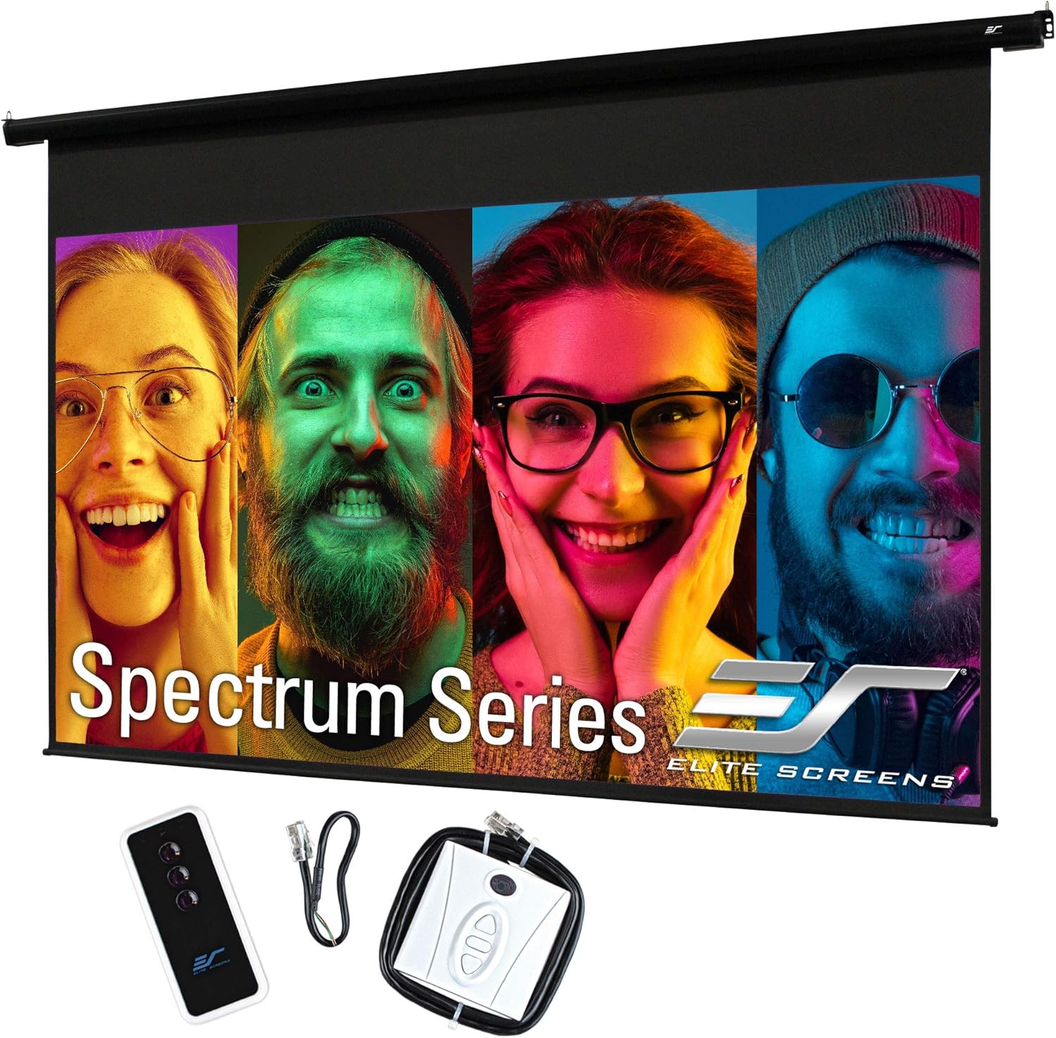 Elite Screens Spectrum Electric Motorized Projector Screen with Multi Aspect Ratio Function Max Size 125-inch Diag 16:9 Home Theater 8K/4K Ultra HD Ready Projection ELECTRIC125H