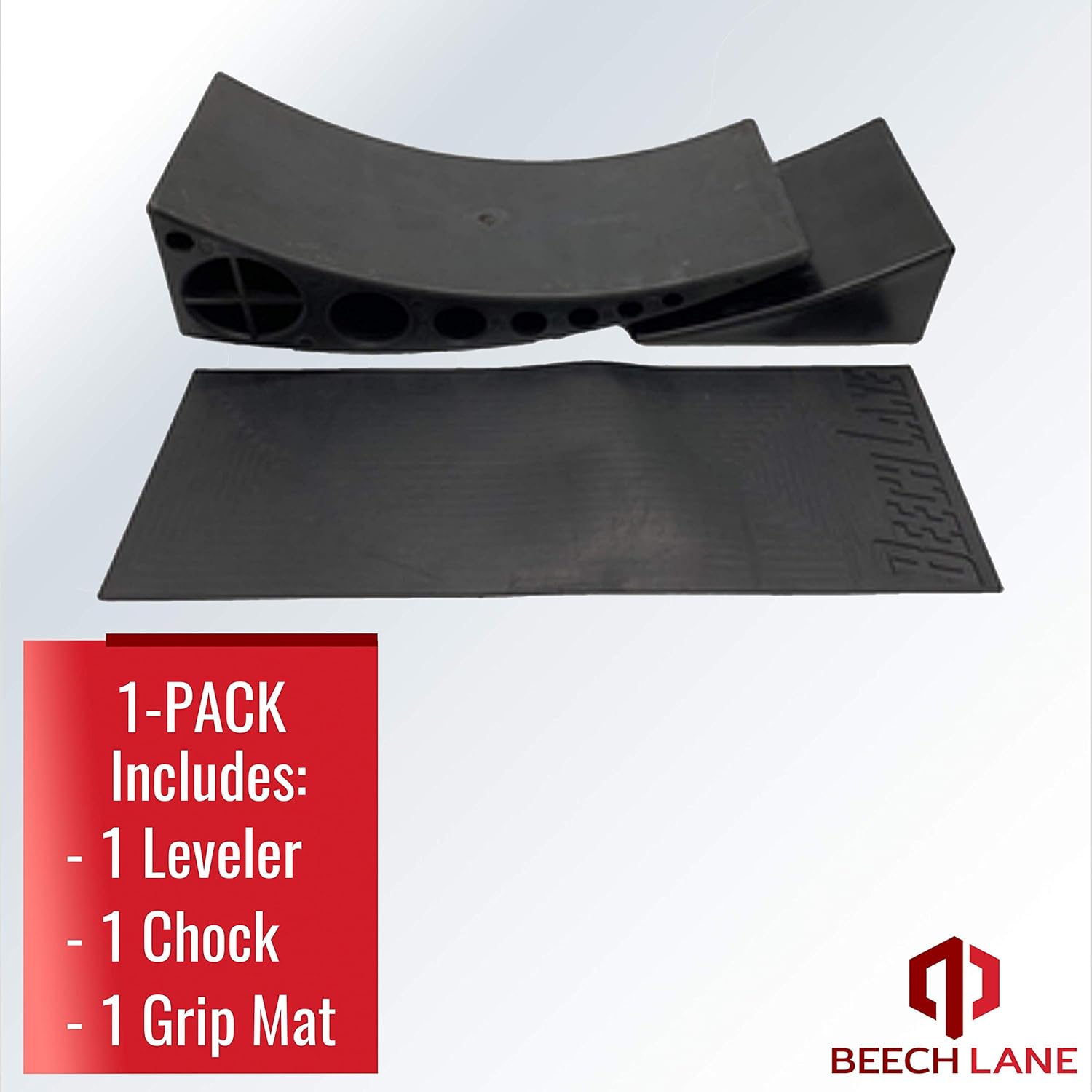 Beech Lane Camper Leveler 1 Pack - Precise Camper Leveling, Includes One Curved Leveler, One Chock, and One Rubber Grip Mat, Heavy Duty Leveler Works for Campers Up to 35,000 LBs Pack of 2