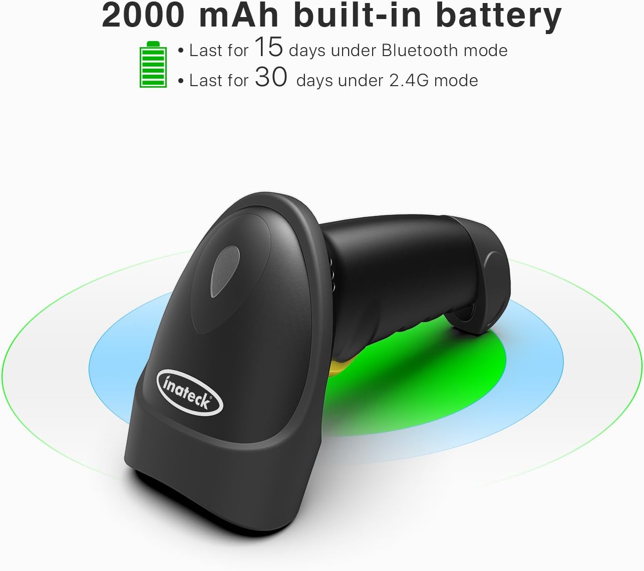 Barcode Scanner, Inateck QR Code Scanner, 2D, Wireless, Bluetooth, Read Screen, BCST-50 Black