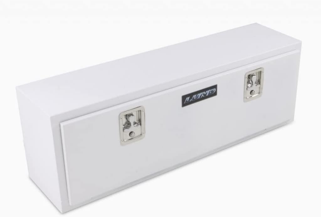 Lund Steel Top Mount Storage Box Universal | White | Dim A: 48; Dim B: 12.75; Dim C: 16