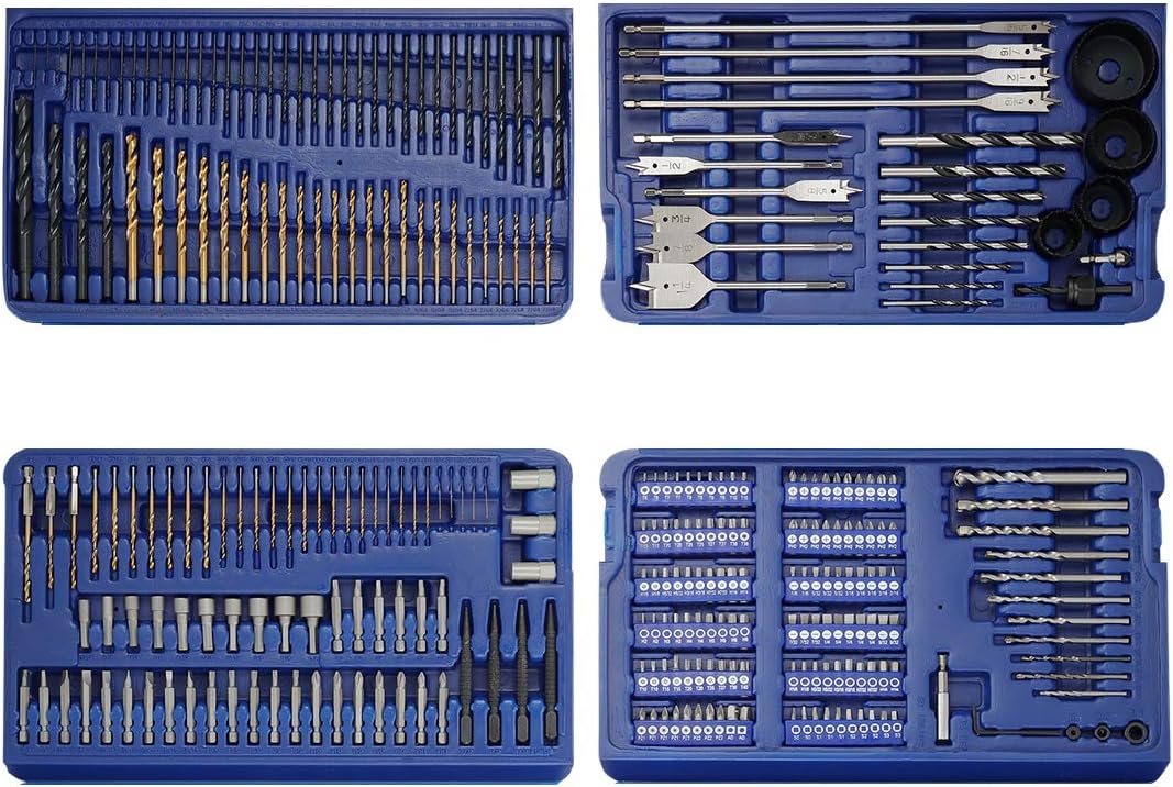 WORKPRO Drill Bit Set, 300-Piece Drill and Driver Accessory Set for Metal, Wood, Cement Concrete and Plastic with Storage Case, W004549A Pack of 2