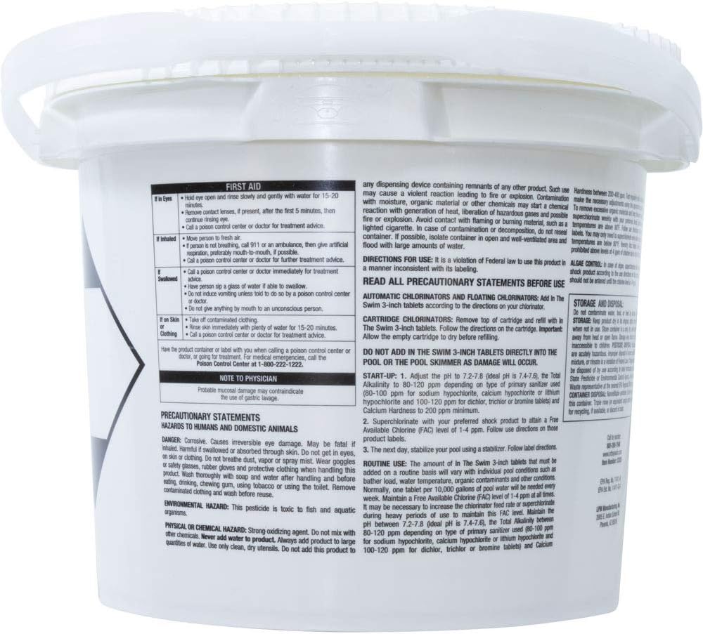 In The Swim 3 Inch Stabilized Chlorine Tablets for Sanitizing Swimming Pools - Individually Wrapped, Slow Dissolving - 90% Available Chlorine - Tri-Chlor - 10 Pounds