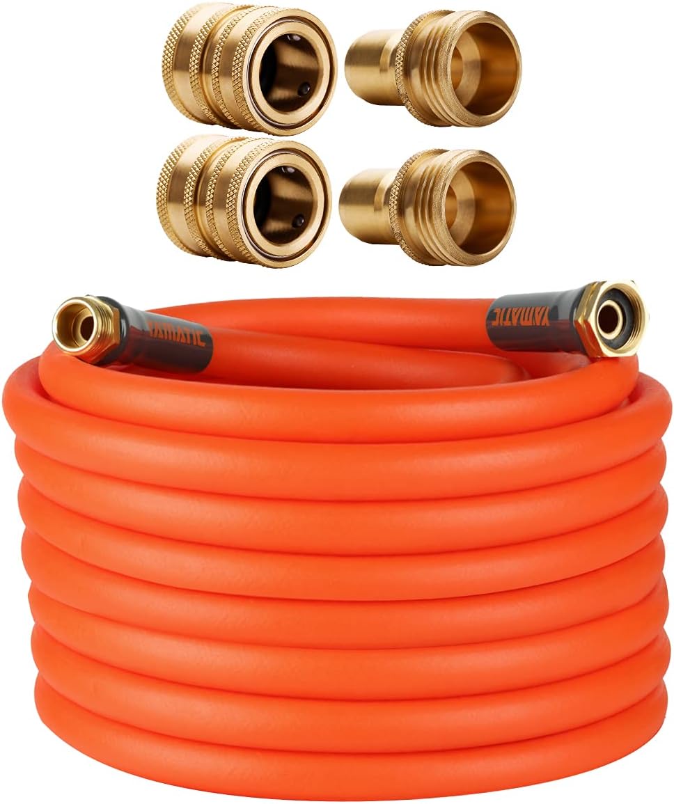 YAMATIC Garden Hose 5/8 in x 50 ft Ultra Flexible Water Hose with 2 Set Quick Connect, Heavy Duty&All-Weather, Burst 600 PSI, 3/4