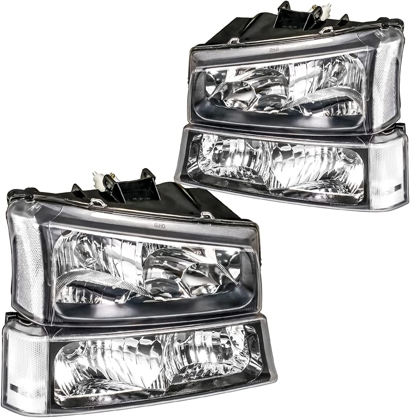 APSVE Headlight Assembly compatible with 1999-2002 Chevy Silverado 1500/2500/3500, 00-06 Tahoe Suburban, Smoke Lens Pack of 2