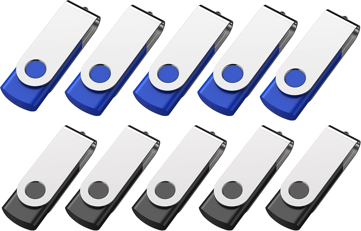 64GB USB Flash Drive Bulk 10 Pack 64 GB 64G 64 G Thumb Drive 2.0 Memory Stick Zip Drive USB Drive Jump Drive Pen Drive for Data Storage (Black , Blue) Pack of 2