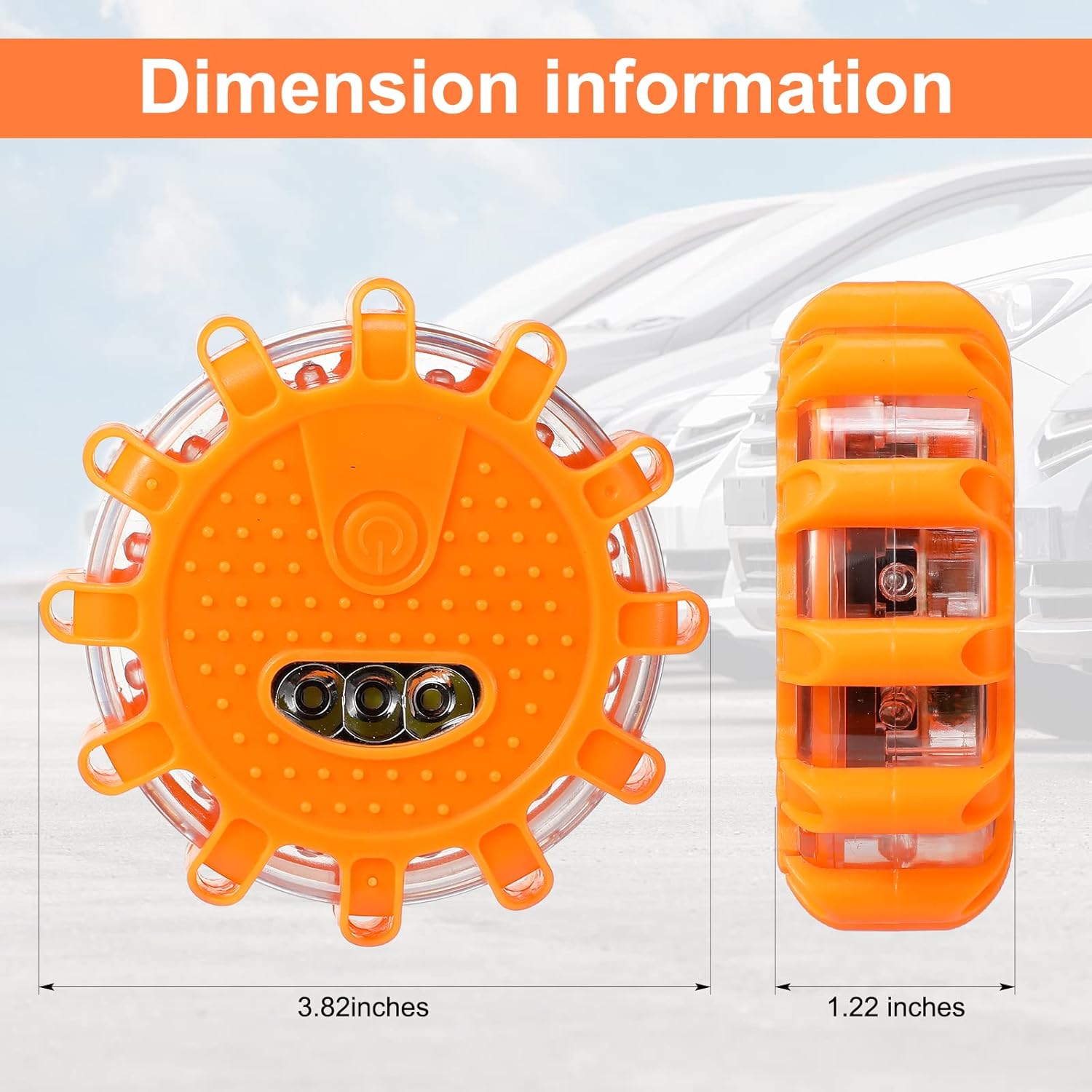 12 Pack Flare Light LED Road Safety Flashing Warning Kit Roadside Emergency Beacon Magnet Hook Car Vehicle Boat Truck Disc Magnetic Flash Cars Security Driveway Signal Automotive Strobe Pack of 2