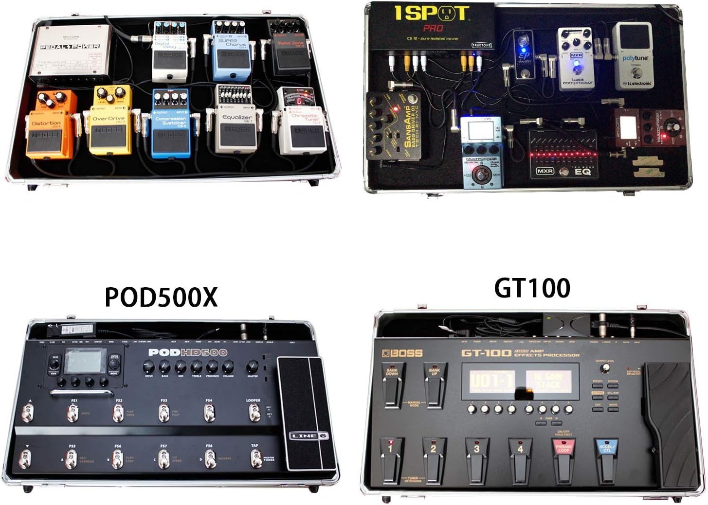 Ghost Fire Guitar Multi Effect Pedal Case 21.6x12.4x4.2in ，with Pedal Mounting Tape Fastener，Sturdy Locking Aluminum ，T series T-EC10