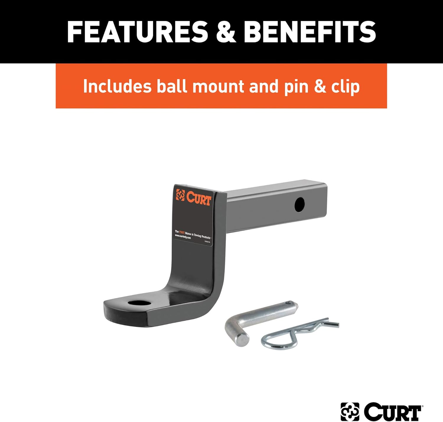 CURT 112213 Class 1 Trailer Hitch with Ball Mount, 1-1/4-In Receiver, Fits Select Chevrolet Volt