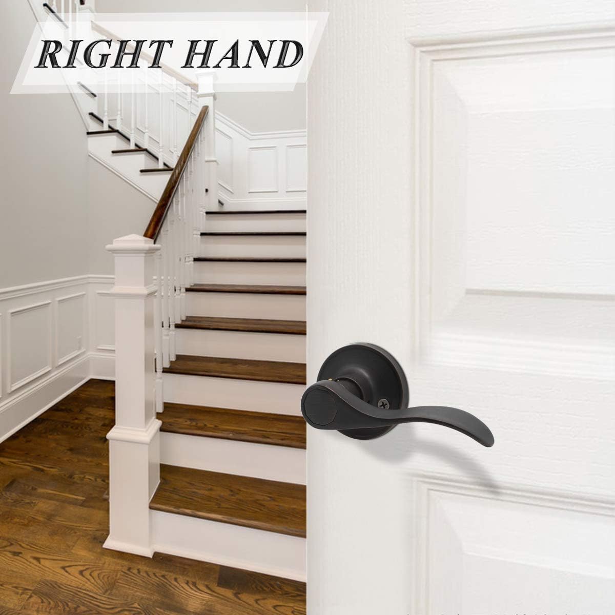 Probrico Door Levers Wave Style Dummy Door Handles Oil Rubbed Bronze Finish Handles, Right Handed 5 Pack Pack of 2