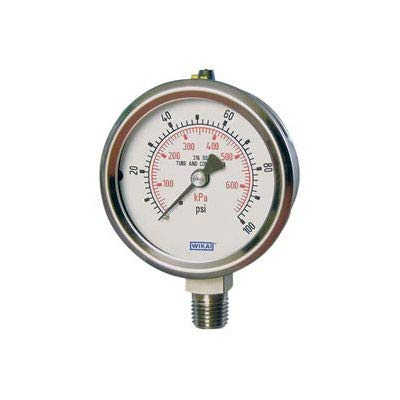 Wika 9768343 Bourdon Tube Pressure Gauge, 0 to 30 psi, 2.5