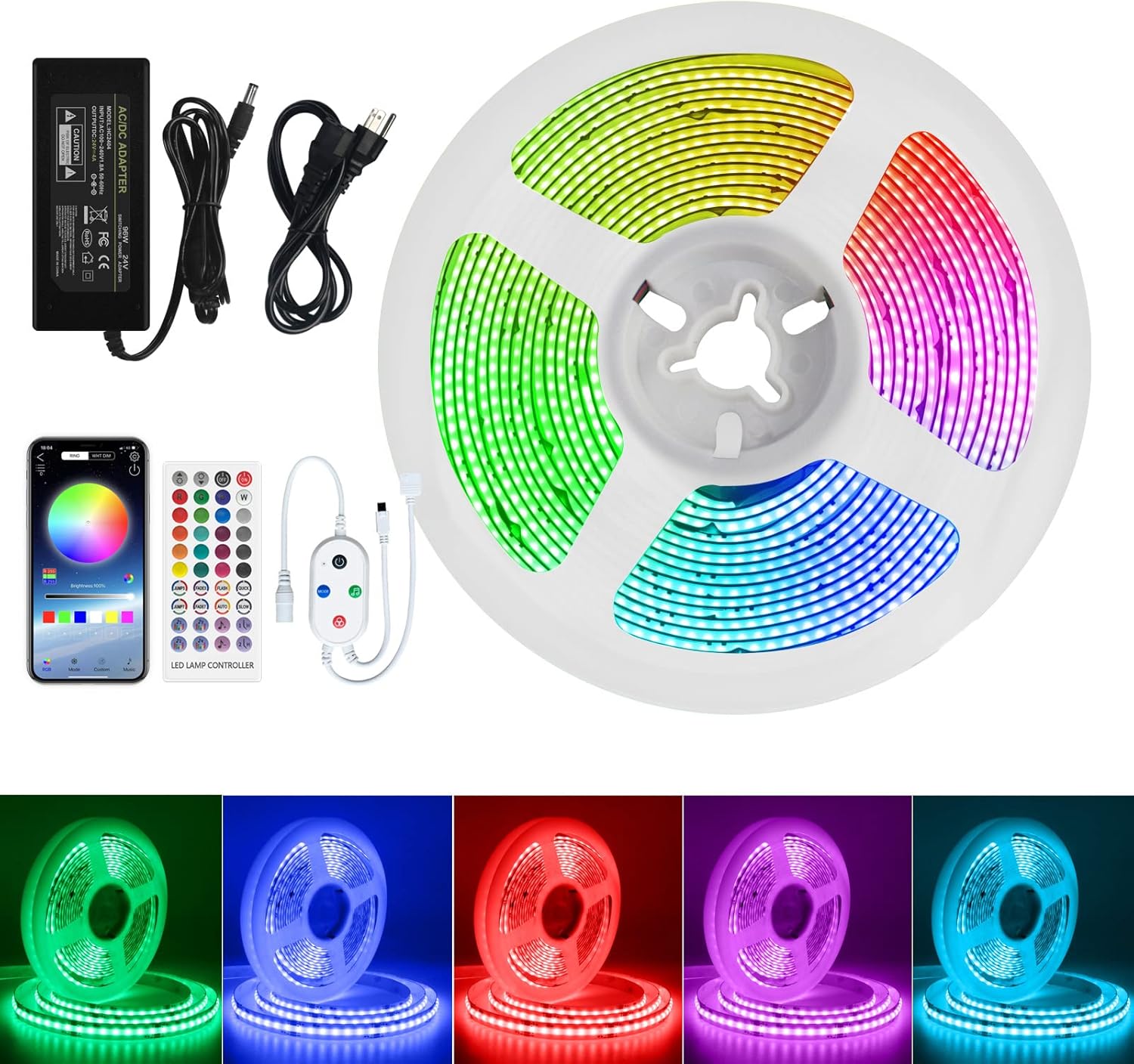 RGB COB Led Strip Lights for Bedroom 16.4ft ，Music Sync Color Changing Lights with App Control and Remote, Ultra Bright(420 LEDs/m) Led Light Strips for Home Decoration, Party, Bar Pack of 2