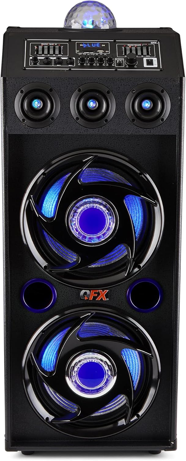 QFX SBX-412207BTRD Bluetooth Speaker with Built-in Amplifier, red