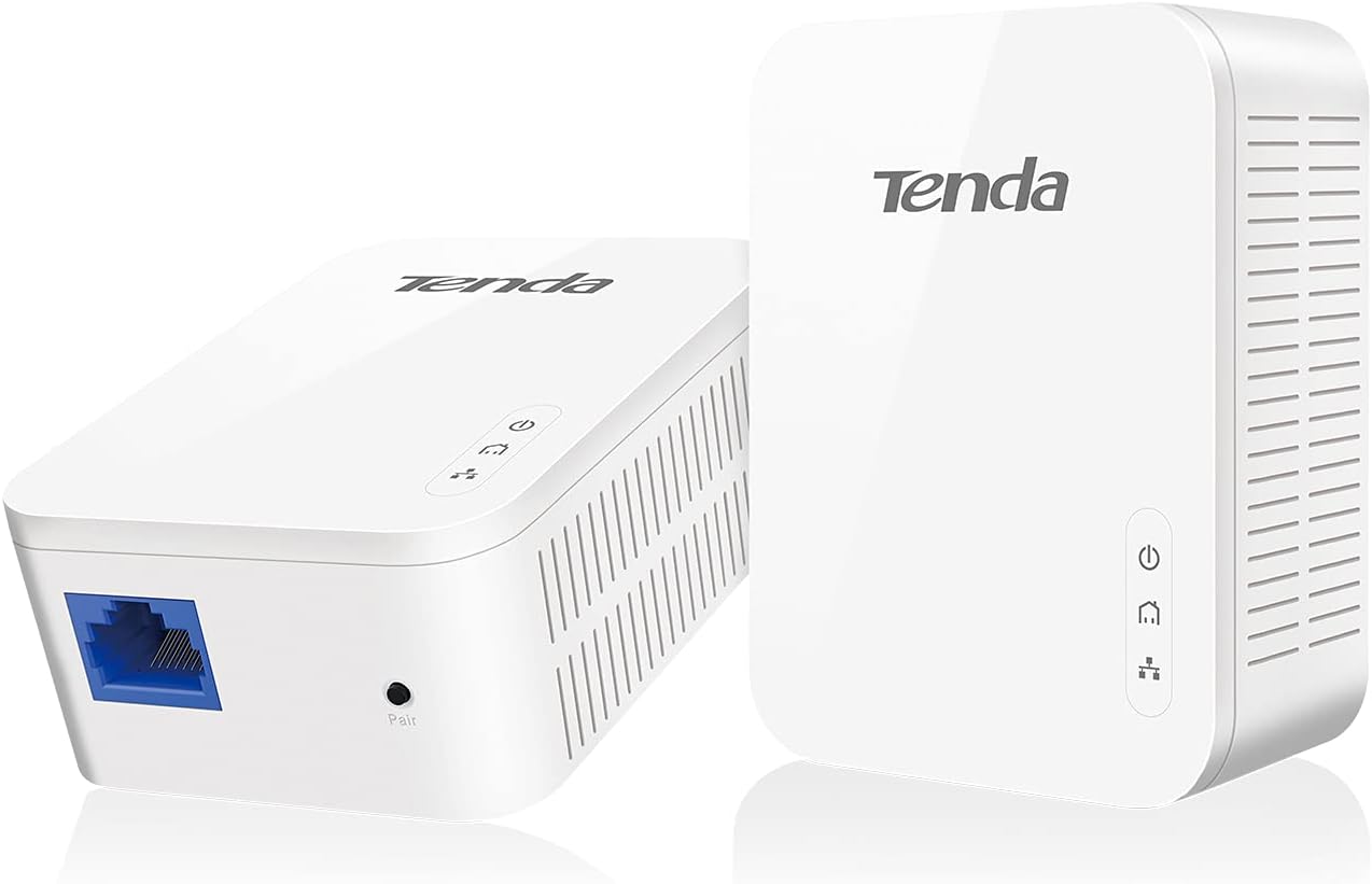 Tenda Powerline WiFi Extender (AV1000) - Powerline Adapter with Dual Band WiFi, Gigabit Port, Plug & Play, Power Saving, Ideal for Smart TV, Online Gaming (PH10) Pack of 2