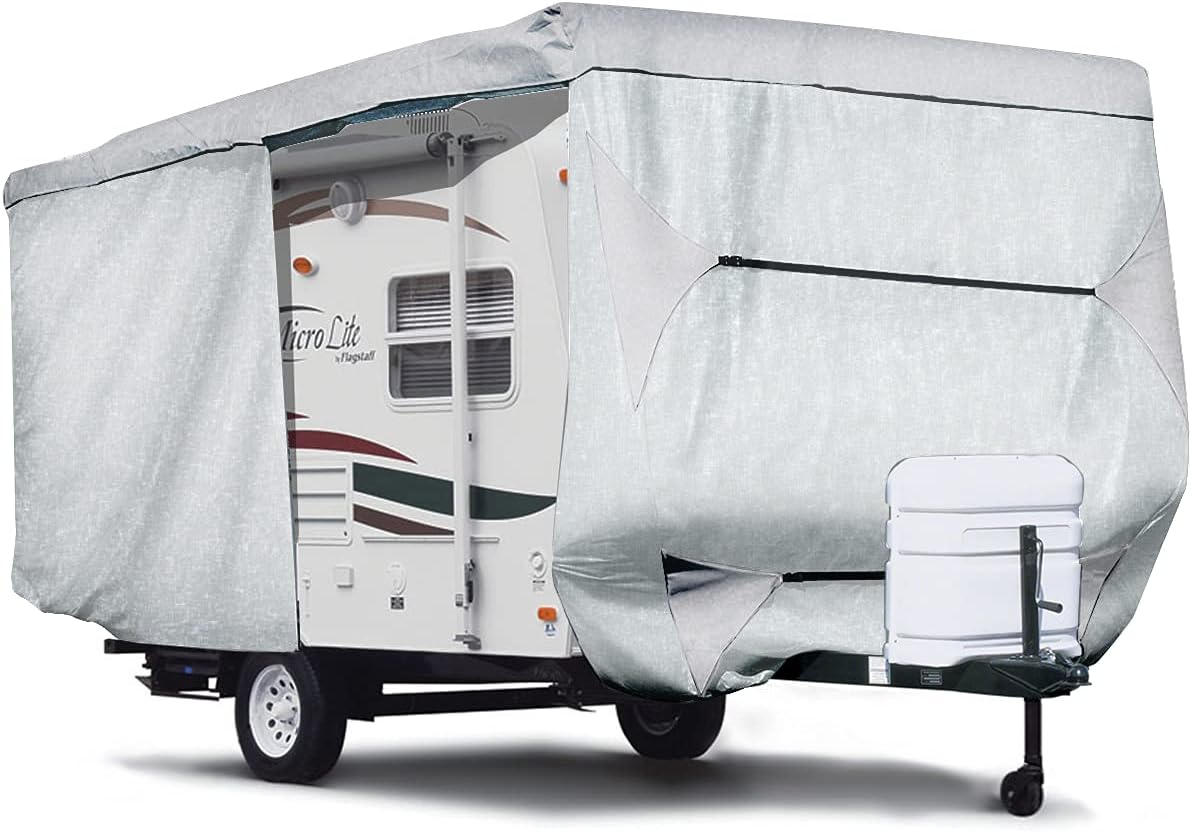 SavvyCraft Ultimate Travel Trailer RV Cover Camper Cover w/Access Panels Fits 33'-35'L