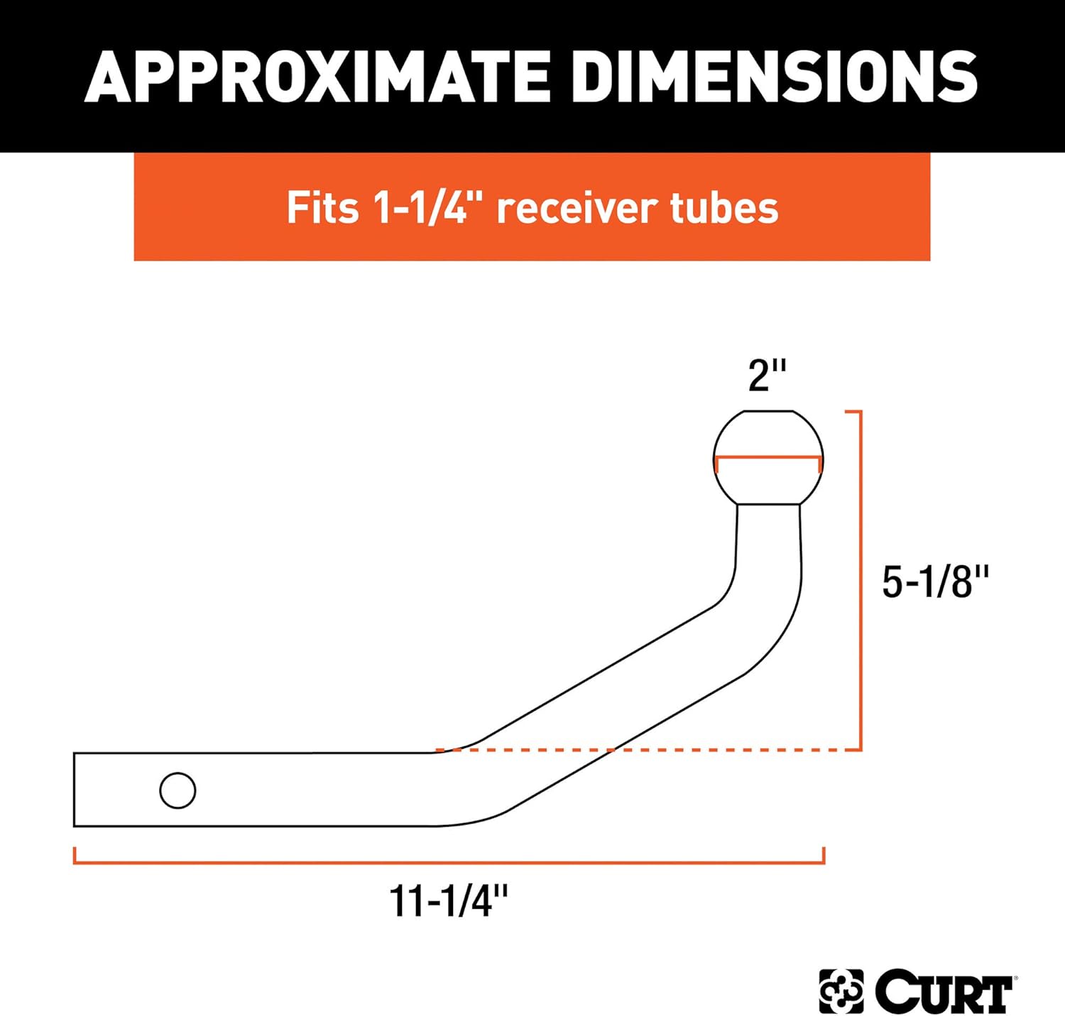 CURT 45592 Euro Trailer Hitch Mount with 2-Inch Ball, Fits 1-1/4-Inch Receiver, 3,500 lbs, 5-1/8-Inch Height Pack of 2