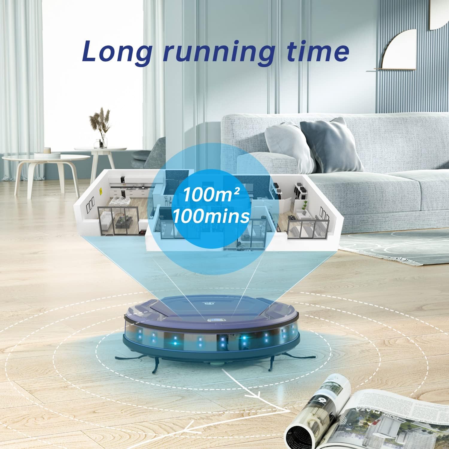 OKP Life K2 Robot Vacuum Cleaner 1800 mAh, Blue
