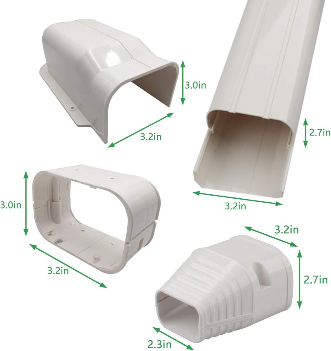 Forestchill 3'' W x 7.5ft L Air Conditioner Decorative PVC Line Set Cover Kit, Tubing Covers for Mini Split A/C, Heat Pump System and Central AC Pack of 2