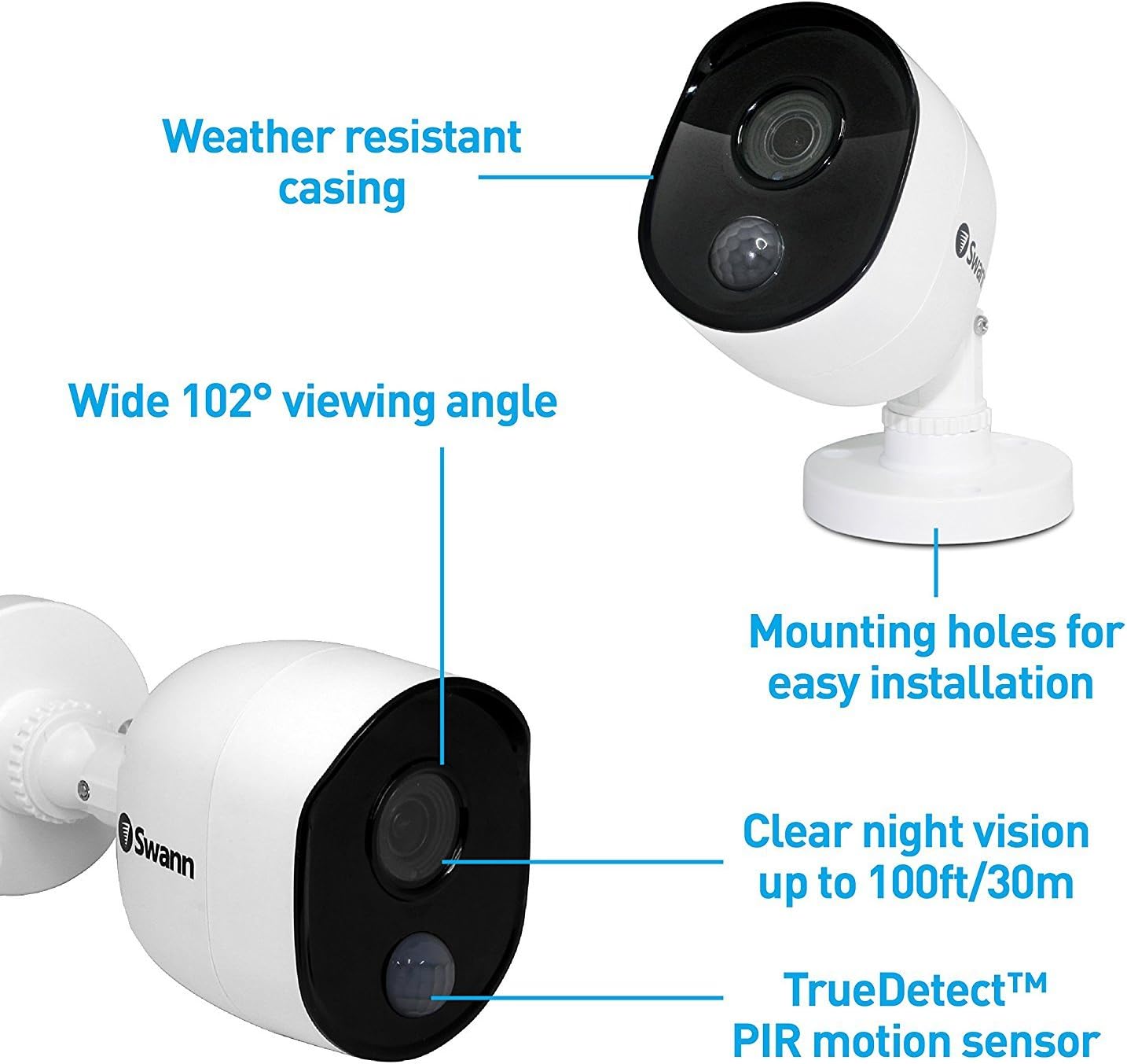 Swann Home Security Camera System, 4 Channel 2 Cameras, Wired CCTV Surveillance 1080p HD DVR 1TB HDD, Weatherproof, Color Night Vision, Heat & Motion Sensor Light, Alexa + Google