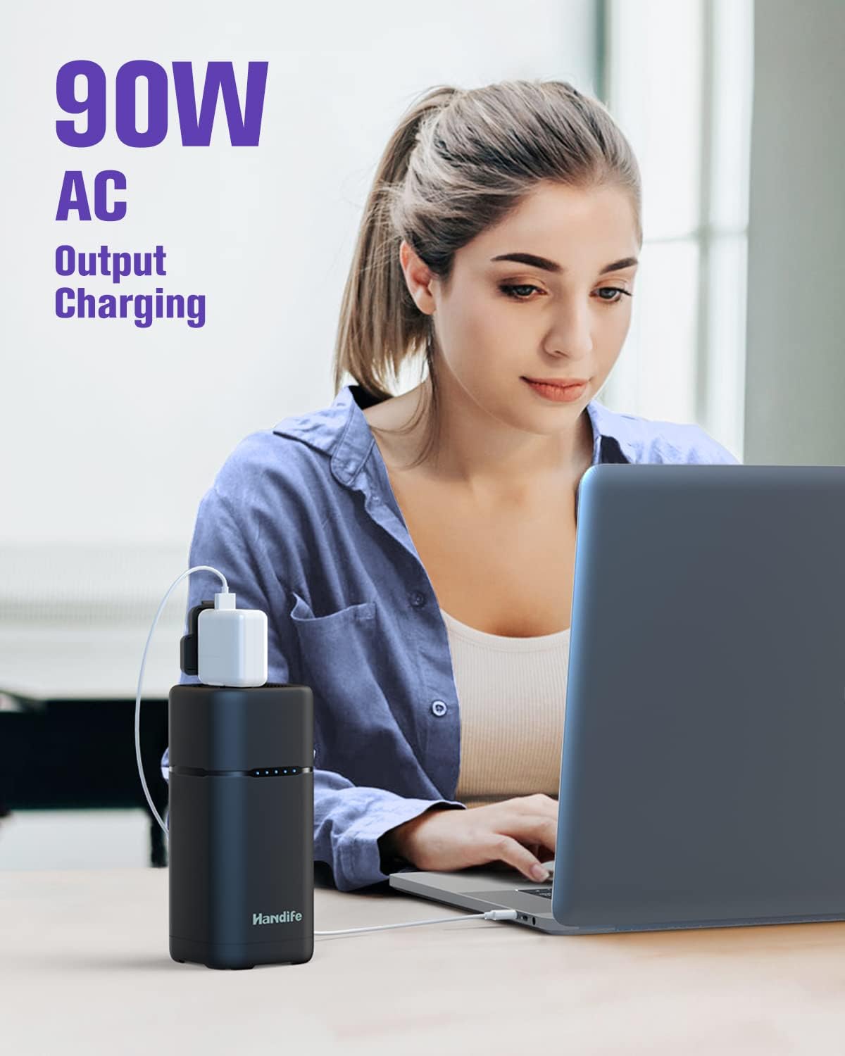 Handife Portable Power Station 20000mAh Mini Generator Portable with 110V/90W(Peak 110W) Portable Laptop Charger AC Outlet, USB PD 30W/QC 3.0, Home Camping Disaster Prevention Emergency Power Supply